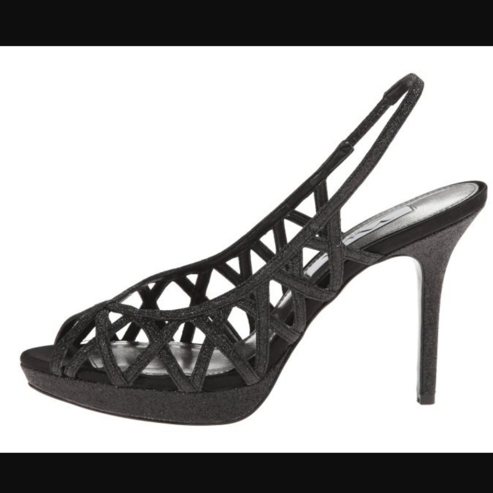 Nina Fantina 8.5 Charcoal glitter slingback shoes
